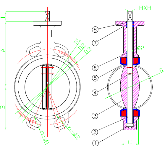 10K Butterfly valve wafer type lever operated_Qingdao V-goal Marine